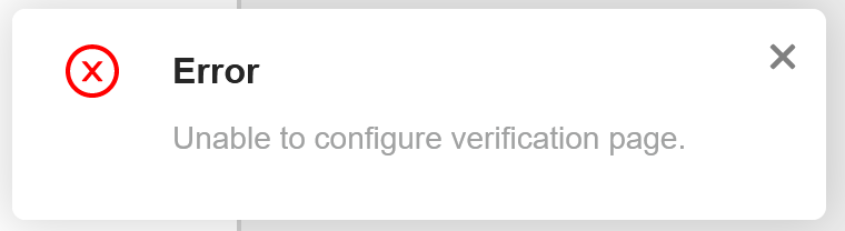 unable to configure verification page